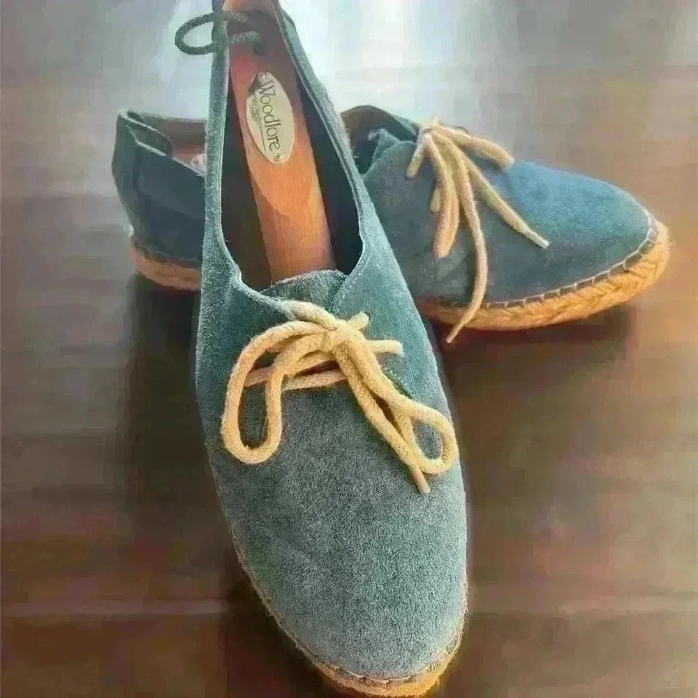 Blue suede women’s lace up espadrilles from Spain EUR size 41, US size 9.5